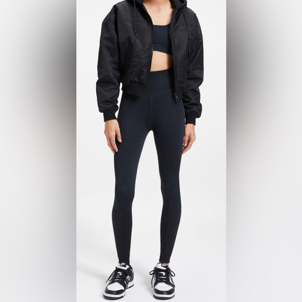 *NWT, Womens, Good American, Ribbed Shine Clean Seamless Leggings, Black